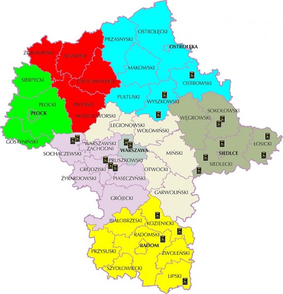 Mapa nowych Czarnych punkt&oacute;w na Mazowszu