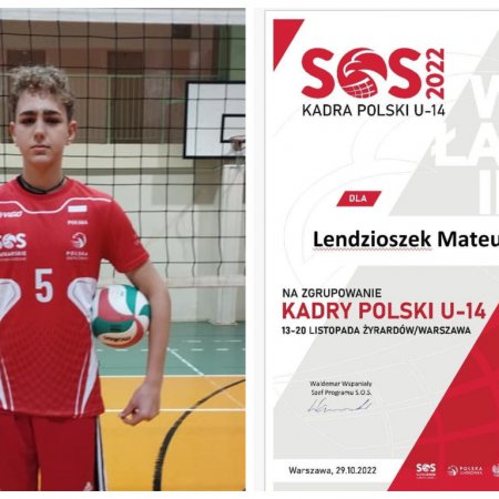 Duma klubu UKS Olimp Ostrołęka. Mateusz Lendzioszek w kadrze Polski U14