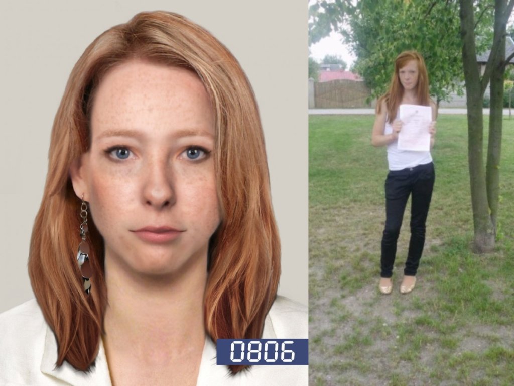 fot. policja - progresja wiekowa Moniki oraz wygląd w czasie zaginięcia