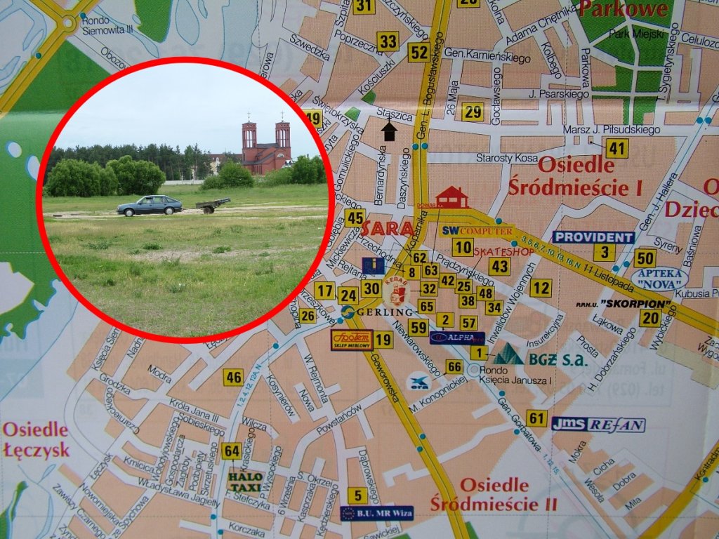 Dawna mapa Ostrołęki - przez lata zaszło wiele zmian