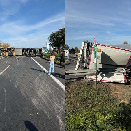 Wypadek na S8. Przewrócona ciężarówka zablokowała trasę [WIDEO, ZDJĘCIA]