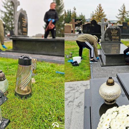 Skazani z Przytuł Starych posprzątali cmentarz. Zadbali o grób byłego proboszcza [ZDJĘCIA]