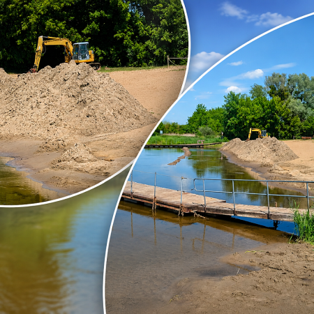 Wakacje coraz bliżej. Ostrołęka przygotowuje miejską plażę nad Narwią [WIDEO, ZDJĘCIA]