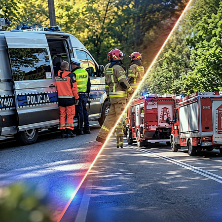 Wypadek pod Ostrołęką. Samochód wypadł z drogi i uderzył w drzewo. W środku były dwie osoby