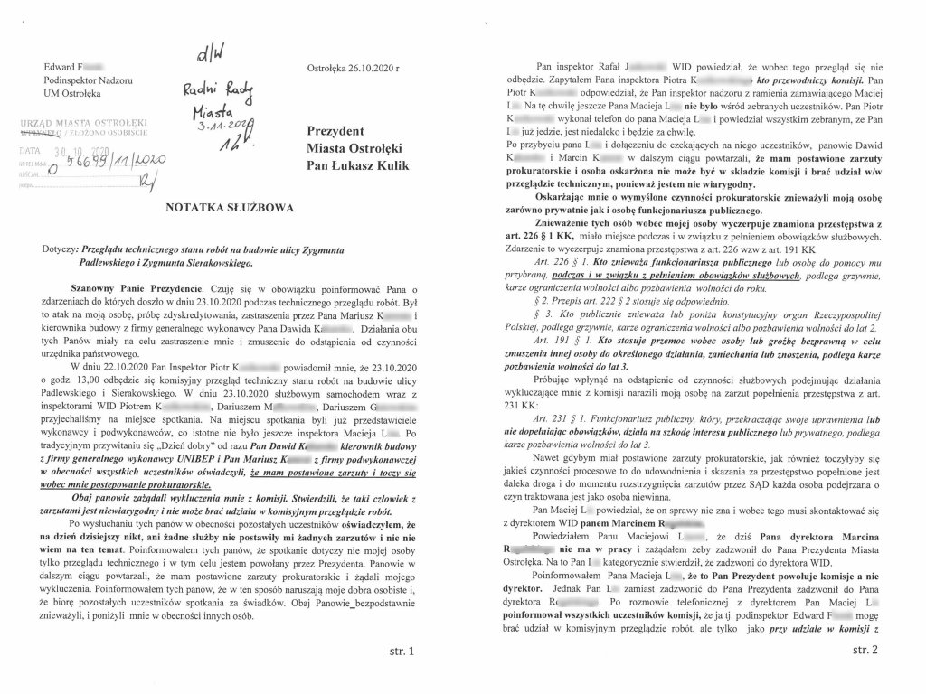 Notatka służbowa urzędnika - cz. 1