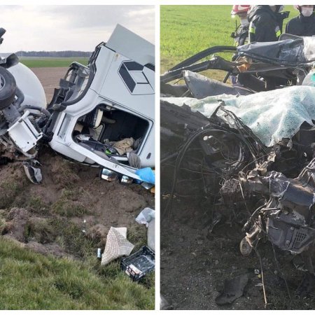 Śmiertelny wypadek na drodze do Łomży. Zginął kierowca audi [ZDJĘCIA]